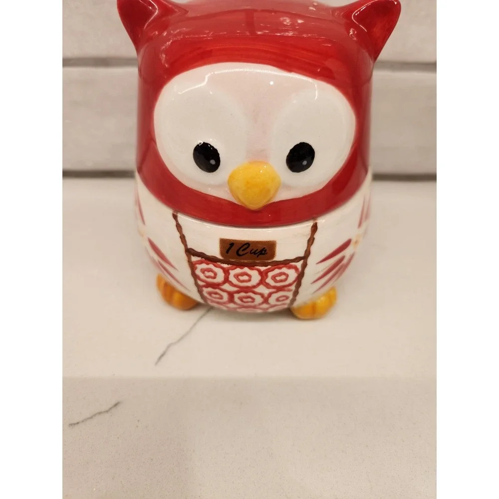 Temptations Old World Owl Nesting 5 Piece Terracotta Red Measuring Cups See Desc